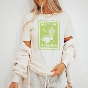 Matcha Morning Graphic Tee Bold Lime Green Tea Lover Design